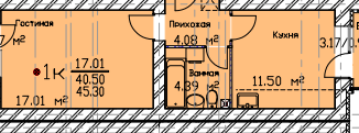 1-комнатная квартира на продажу, 45.3 м2, Ярославль, улица Маланова, 23, Красноперекопский район