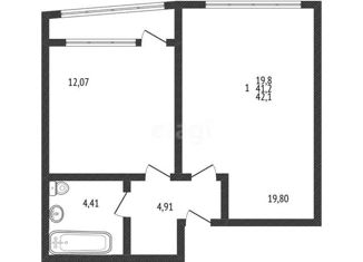 Продается 1-комнатная квартира, 42.1 м2, Краснодар, Уральская улица, 100, ЖК Кино