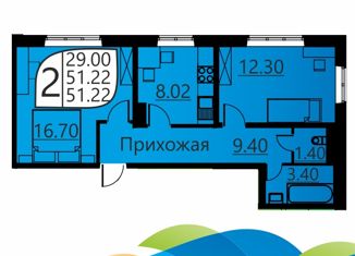 Продажа двухкомнатной квартиры, 50.5 м2, Пермь, улица Гашкова, 55, ЖК Мотовилихинский