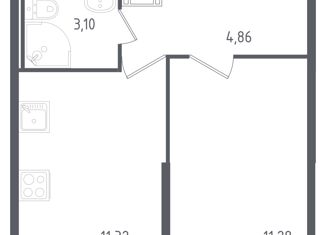 Продаю однокомнатную квартиру, 30.3 м2, Санкт-Петербург, Гудиловская улица, 5к1, ЖК Живи в Рыбацком