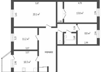 Продам четырехкомнатную квартиру, 86.7 м2, Тюменская область, 13-й микрорайон, 4