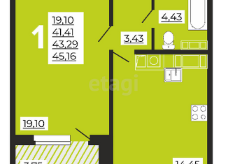 Продажа 1-комнатной квартиры, 40 м2, деревня Киселёвка, Изумрудная улица, 7