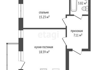 Продаю 1-комнатную квартиру, 45.97 м2, Красноярск, улица Петра Подзолкова, 3, Центральный район