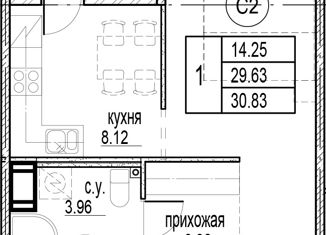 1-комнатная квартира на продажу, 30.83 м2, Ленинградская область, проспект Строителей, 5