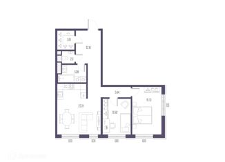 Продается двухкомнатная квартира, 75.65 м2, Санкт-Петербург, Малоохтинский проспект, 68, Малоохтинский проспект