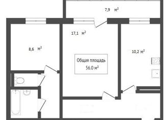 Продаю двухкомнатную квартиру, 52.5 м2, Томская область, улица Королёва, 2