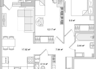 2-ком. квартира на продажу, 56.7 м2, Санкт-Петербург, метро Лесная, Белоостровская улица, 10к1