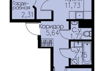 Продажа двухкомнатной квартиры, 54.69 м2, Кудрово, проспект Строителей, 3, ЖК Айди Кудрово