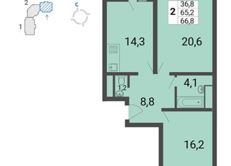 Продажа 2-комнатной квартиры, 66.8 м2, Москва, улица Липчанского, 10, улица Липчанского
