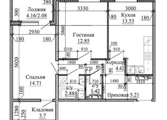 2-ком. квартира на продажу, 62.88 м2, Колпино, Понтонный проезд, 6