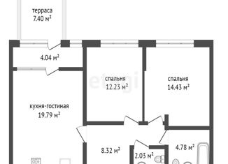 Продаю 1-комнатную квартиру, 73.02 м2, Тюмень, улица Павла Никольского, 12, ЖК Акватория