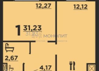 Продажа однокомнатной квартиры, 31.23 м2, Волгоград, улица Гаря Хохолова, 3, ЖК Парк Европейский