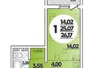 Однокомнатная квартира на продажу, 27 м2, Ростов-на-Дону, ЖК Суворовский, переулок Белоусова