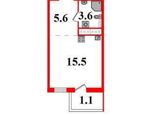 Продается квартира студия, 25 м2, посёлок Новогорелово, улица Современников, 1к1, ЖК Ветер Перемен