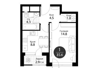 Однокомнатная квартира на продажу, 36 м2, Москва, Дмитровское шоссе, 107Ак3, ЖК Город