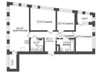 Продается 3-комнатная квартира, 93.5 м2, Санкт-Петербург, улица Челюскина, 8, ЖК Голден Сити