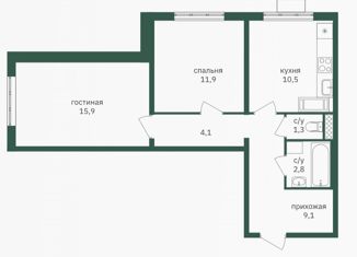 Продается 2-комнатная квартира, 55.6 м2, Москва, жилой комплекс Зелёная Вертикаль, 4, метро Лесопарковая