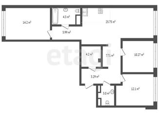 Продаю 3-комнатную квартиру, 90.3 м2, Тюмень, Профсоюзная улица, 6к1, ЖК Речной Порт
