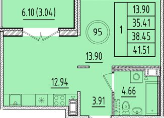 Продаю однокомнатную квартиру, 35.41 м2, Санкт-Петербург, Образцовая улица, 6к3