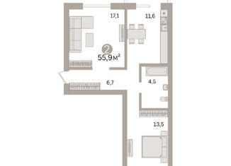2-комнатная квартира на продажу, 56 м2, Москва, метро Улица Горчакова, Южнобутовская улица, 47
