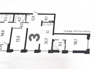 Продам 3-комнатную квартиру, 106.9 м2, Екатеринбург, улица Сурикова, 63/2, ЖК Нескучный Сад