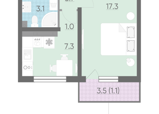 Продажа 1-ком. квартиры, 33.5 м2, Санкт-Петербург, набережная реки Каменки, 19к4, ЖК Заповедный парк