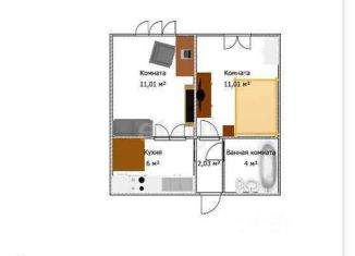Двухкомнатная квартира на продажу, 34.7 м2, Самара, Стационарный переулок, 11к1, Промышленный район