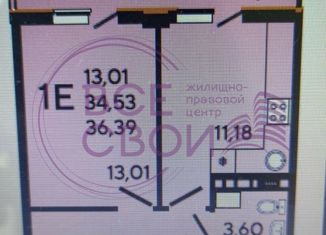 Продаю 1-комнатную квартиру, 36.85 м2, Краснодар, улица Шевцова, 34к3, ЖК Зелёная долина