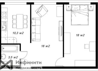 2-комнатная квартира на продажу, 60 м2, Ставрополь, улица Голенева, 73, микрорайон № 3