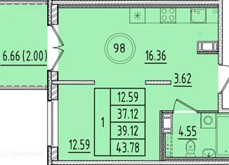 Однокомнатная квартира на продажу, 37.12 м2, Санкт-Петербург, Образцовая улица, 6к1