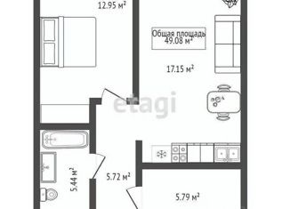 Продаю однокомнатную квартиру, 49 м2, Новосибирск, Ленинградская улица, 340, Октябрьский район