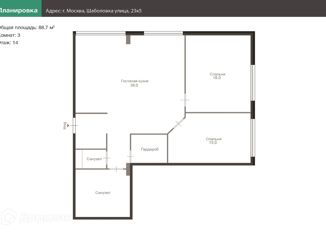 Продается 3-комнатная квартира, 88.7 м2, Москва, улица Шаболовка, 23к5, улица Шаболовка