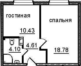 Продажа однокомнатной квартиры, 37.92 м2, Санкт-Петербург, Витебский проспект, 99к1, метро Купчино
