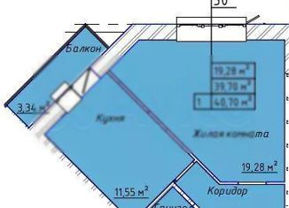 Продам 1-ком. квартиру, 39.7 м2, Таганрог, 1-я Котельная улица, 67, ЖК Дельфин