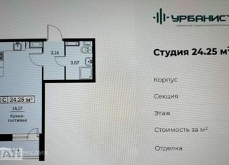 Квартира на продажу студия, 24.5 м2, Мурино, Екатерининская улица, 19, ЖК Урбанист