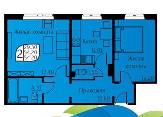 Продается 2-комнатная квартира, 53.8 м2, Пермь, улица Гашкова, 55, ЖК Мотовилихинский