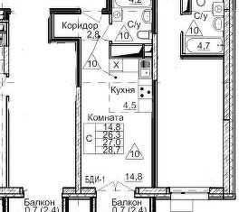 Продам квартиру студию, 28.7 м2, Пензенская область, улица Стасова, 2Ак1