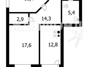 Продам 2-ком. квартиру, 64.4 м2, посёлок Октябрьский