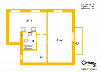 Продам 1-ком. квартиру, 38.4 м2, Санкт-Петербург, Московское шоссе, 256к2