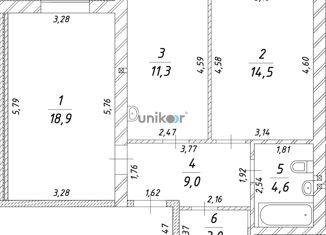 Продам 2-ком. квартиру, 61.3 м2, поселок городского типа Белоярский, Отрадная улица, 16