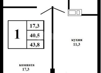 Продается 1-комнатная квартира, 40.5 м2, Краснодар, Адмиралтейский бульвар, 3к3, ЖК Дружный