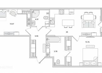 Продаю 2-комнатную квартиру, 71.79 м2, Санкт-Петербург, Вазаский переулок, 3, Вазаский переулок