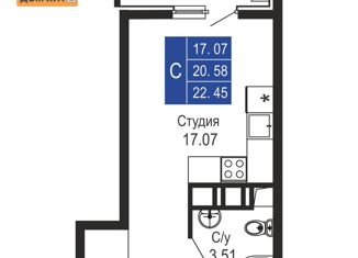 Продаю квартиру студию, 22.45 м2, поселок городского типа Заозерное, улица Аллея Дружбы, 2Д