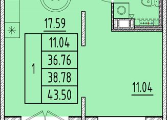 1-комнатная квартира на продажу, 36.76 м2, посёлок Шушары, Образцовая улица, 6к3, ЖК Образцовый Квартал 8