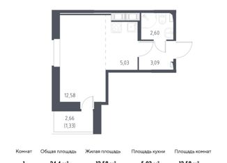 Продам квартиру студию, 24.4 м2, Колпино, ЖК Новое Колпино, жилой комплекс Новое Колпино, к34