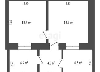 Продается 2-ком. квартира, 44 м2, село Солнечногорское, улица Коцюбинского, 18
