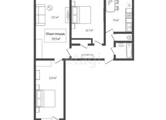 Продажа 3-комнатной квартиры, 59.9 м2, Новосибирск, Рельсовая улица, 7, Рельсовая улица