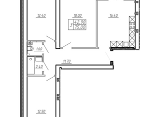 Продаю 2-ком. квартиру, 77 м2, посёлок Пригородный