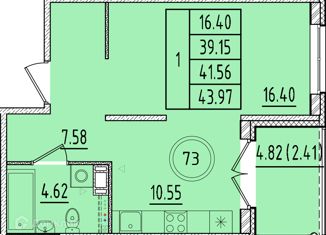 Продается однокомнатная квартира, 39.15 м2, посёлок Шушары, Образцовая улица, 6к1