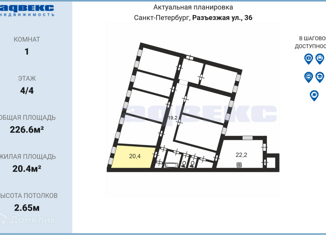 Продам комнату, 226.6 м2, Санкт-Петербург, Разъезжая улица, 36, Разъезжая улица